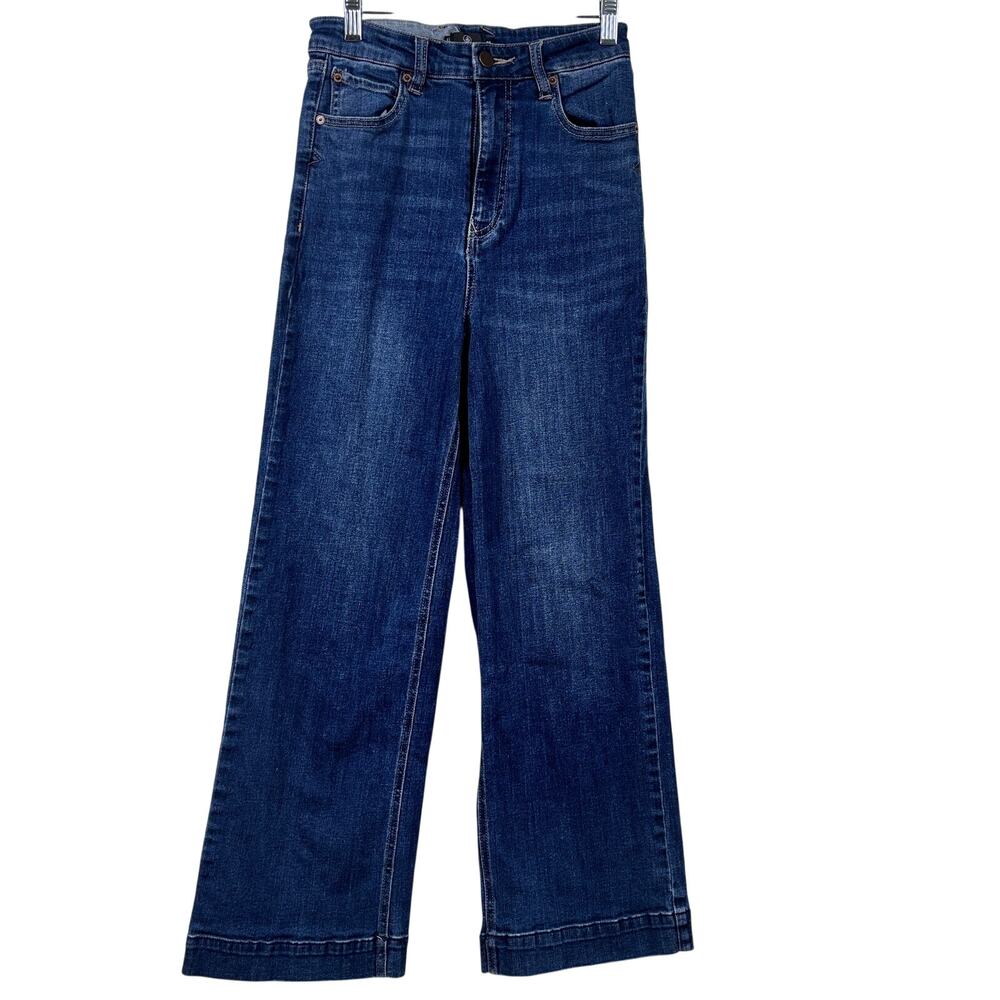 Volcom Stone Scraper Wide Leg Jeans Womens 26 Blue High Rise Ankle Dark Wash